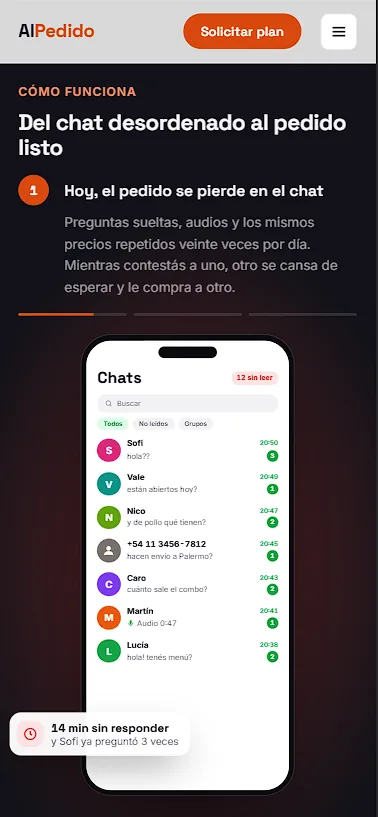Captura de AlPedido en celular
